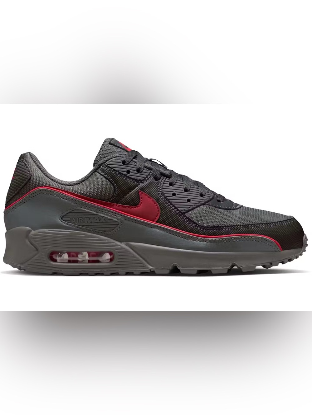 Nike Air Max 90 PRM Iron Grey Sneaker with Red Swoosh